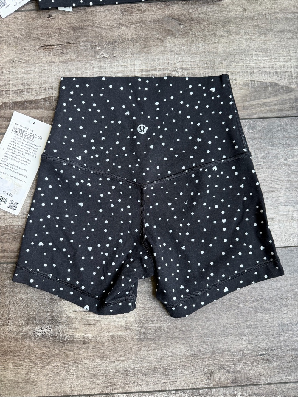 Lululemon Set NWT (scattered hearts/polkadots) Align Bikers/Flow Y Bra Size 2 - Picture 5 of 10